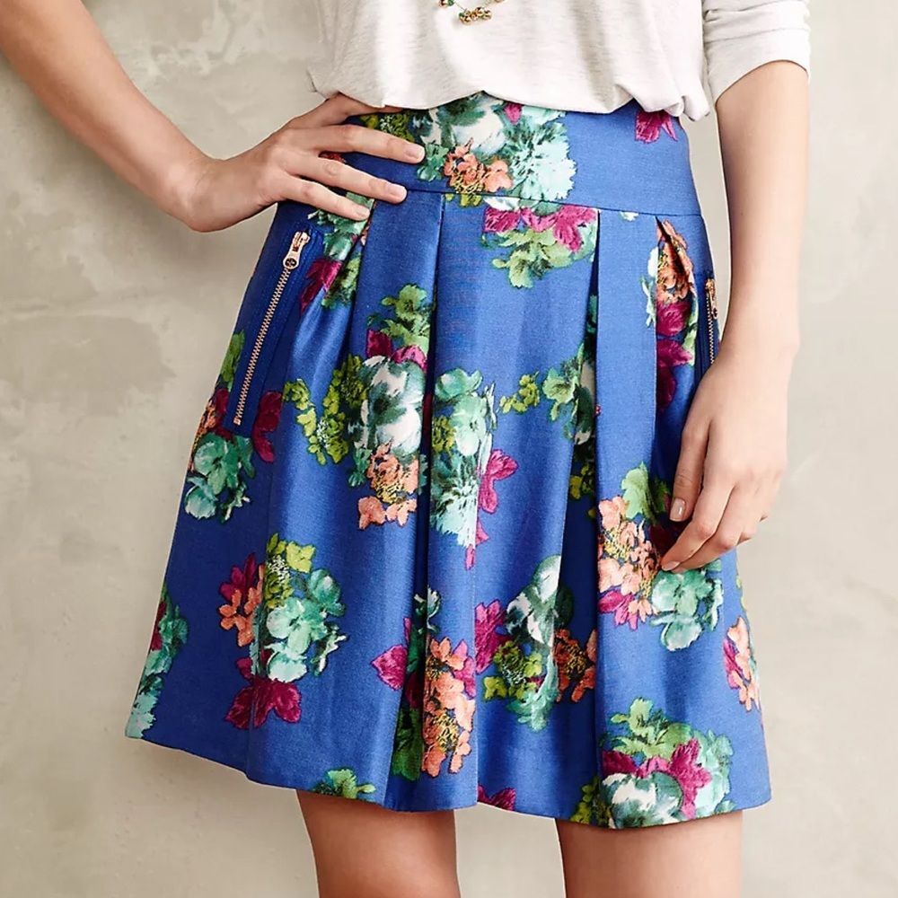 Maeve Anthropologie Size 6 Garden Days Floral Pleated Skirt